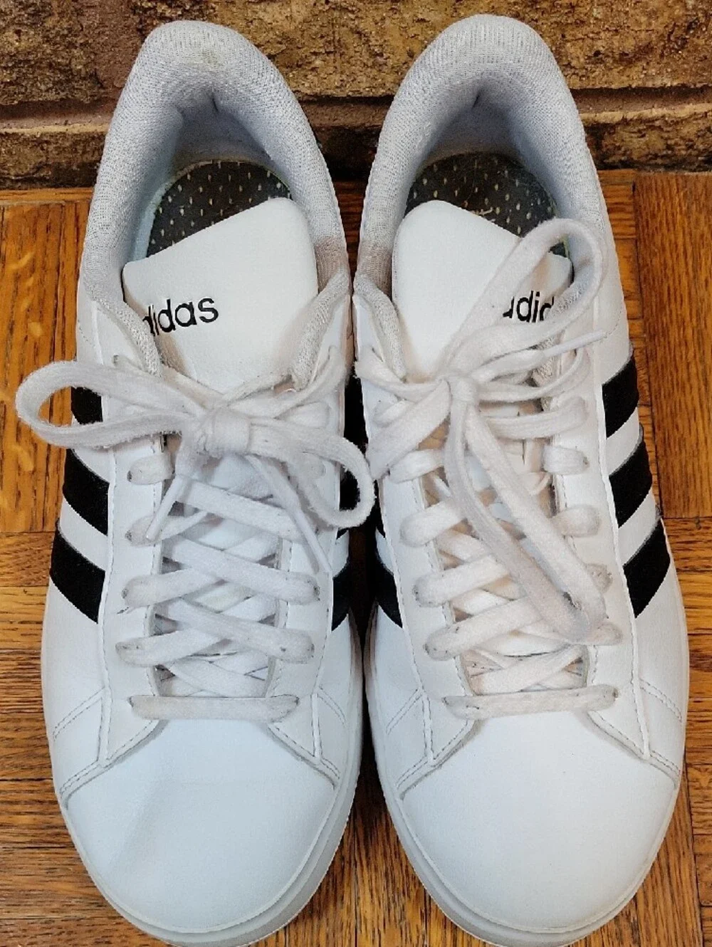 Adidas Grand Court White Black 3 Stripe Lace Up Court Sneakers Men’s 7.5